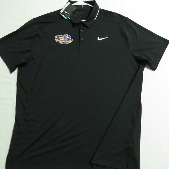 NEW 2XL LSU Black Nike Dri-Fit Men’s db #47R Polo Shirt - Picture 1 of 8